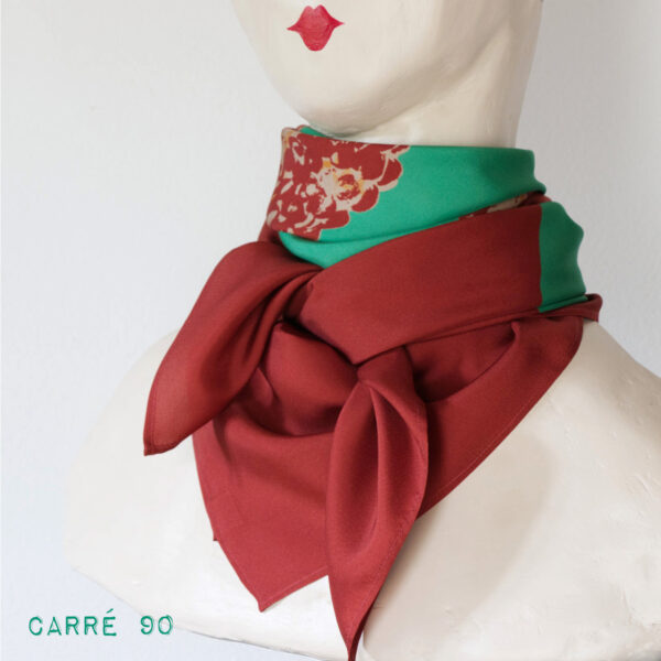 Foulard en soie Larmes de Crocodiles Roses | le Bestiaire