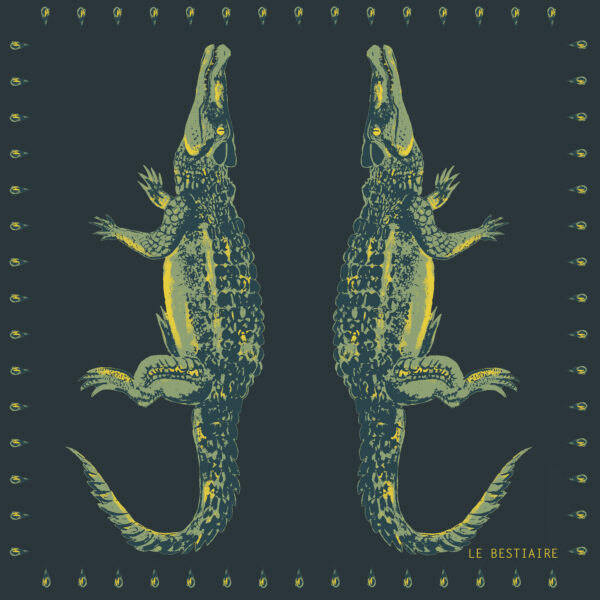 foulard en soie larme de crocodile verte | le Bestiaire